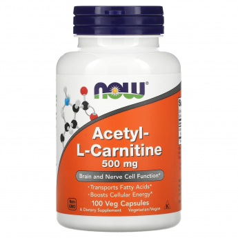 Аминокислота NOW FOODS ACETYL-L-CARNITINE, 500 мг - 100 капсул Аминокислота NOW FOODS ACETYL-L-CARNITINE, 500 мг - 100 капсул
