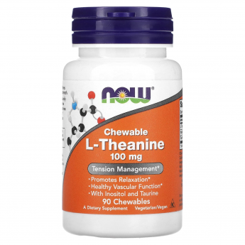 Аминокислота NOW FOODS L-THEANINE 100MG PLUS 90 пастилок Аминокислота NOW FOODS L-THEANINE 100MG PLUS 90 пастилок