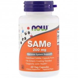 Аминокислота NOW FOODS SAMe, САМе S-аденозил-L-метионин, 200 мг, 60 капсул Аминокислота NOW FOODS SAMe, САМе S-аденозил-L-метионин, 200 мг, 60 капсул