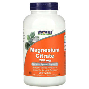 Магний NOW FOODS MAGNESIUM CITRATE 200mg 250 таблеток Магний NOW FOODS MAGNESIUM CITRATE 200mg 250 таблеток