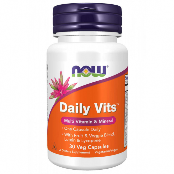 Мультивитамины NOW FOODS NOW, DAILY VITS WITH FRUIT & VEGGIE BLEND, LUTEIN AND LYCOPENE 30 капсул NS26186