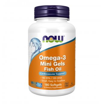 Рыбий жир NOW FOODS OMEGA-3 MINI GELS, 180 мини капсул Рыбий жир NOW FOODS OMEGA-3 MINI GELS, 180 мини капсул